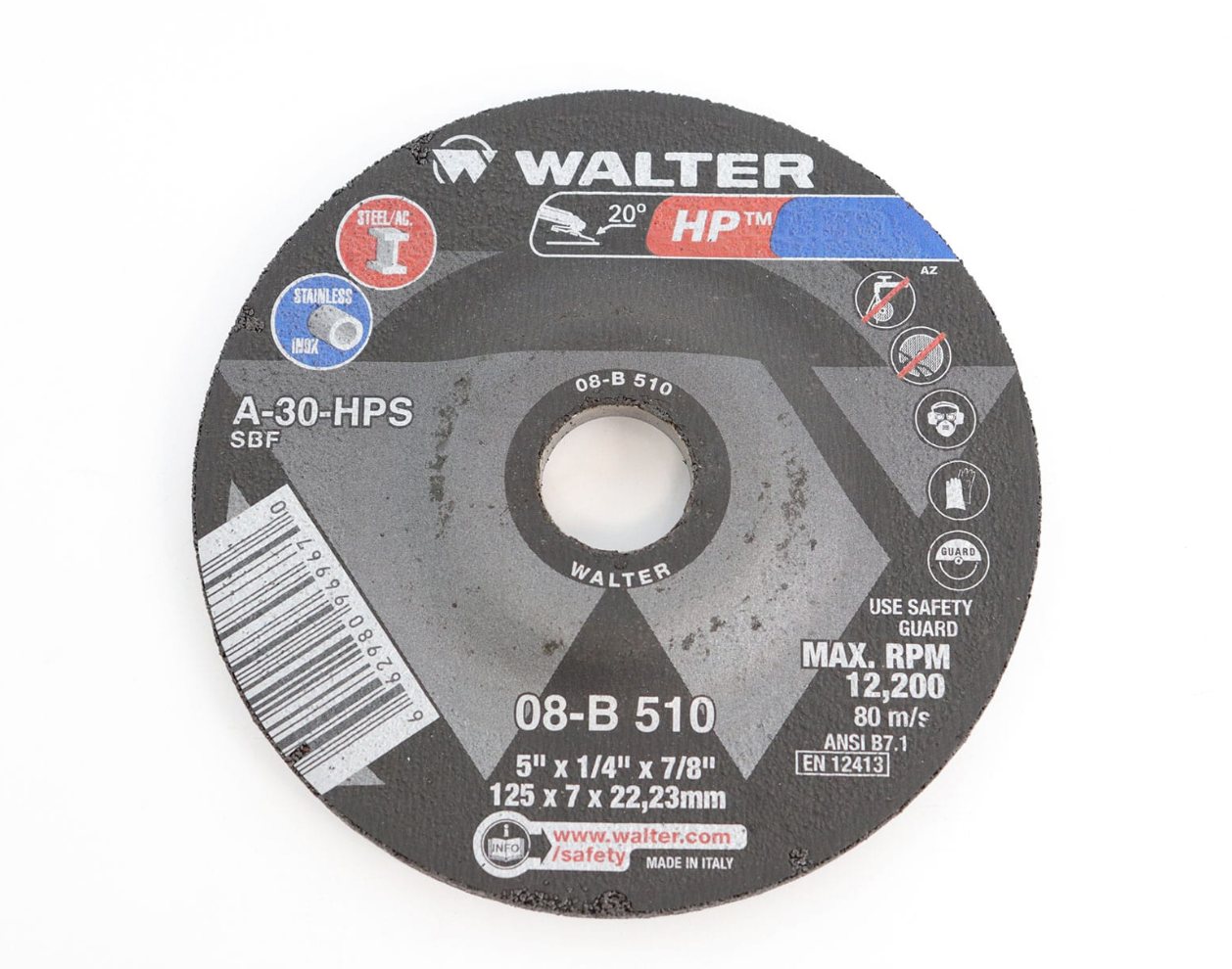 WALTER 5" x 1/4" HP Grinding Wheel/Disc - A-24-HPS