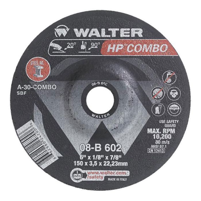 WALTER 6" x 1/8" HP COMBO Grinding Wheel/Disc - A-30