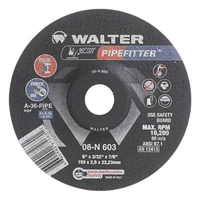 WALTER 6" x 3/32" Pipefitter Grinding Wheel/Disc