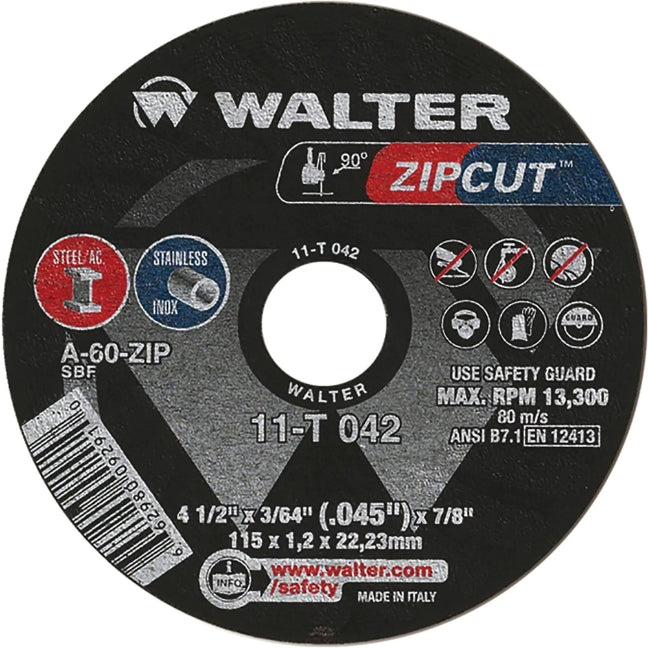 WALTER 4-1/2" x 3/64" x 7/8" ZIPCUT Cut Off Wheel