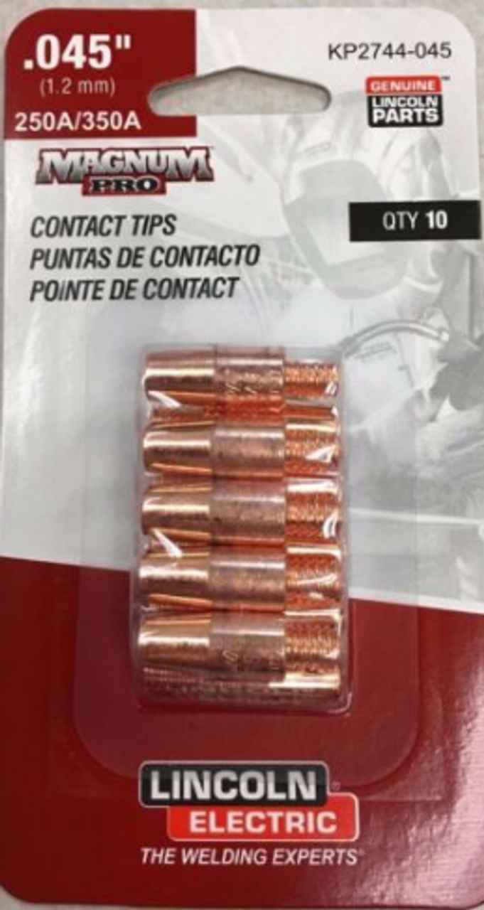 Lincoln Copper Plus contact tip,  .045" 350A, tapered, Magnum PRO (10ea/pk)