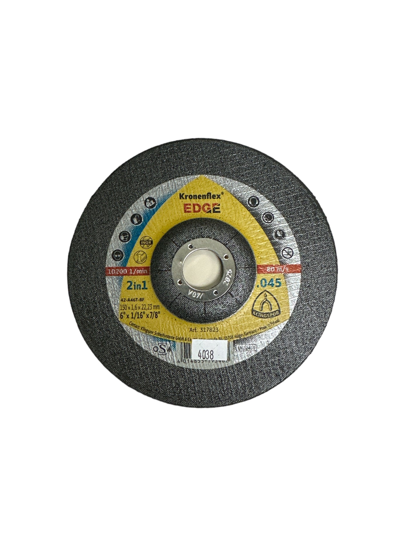 KLINGSPOR Edge cut-off wheel 6 x 1/16 x 7/8 in. Depressed