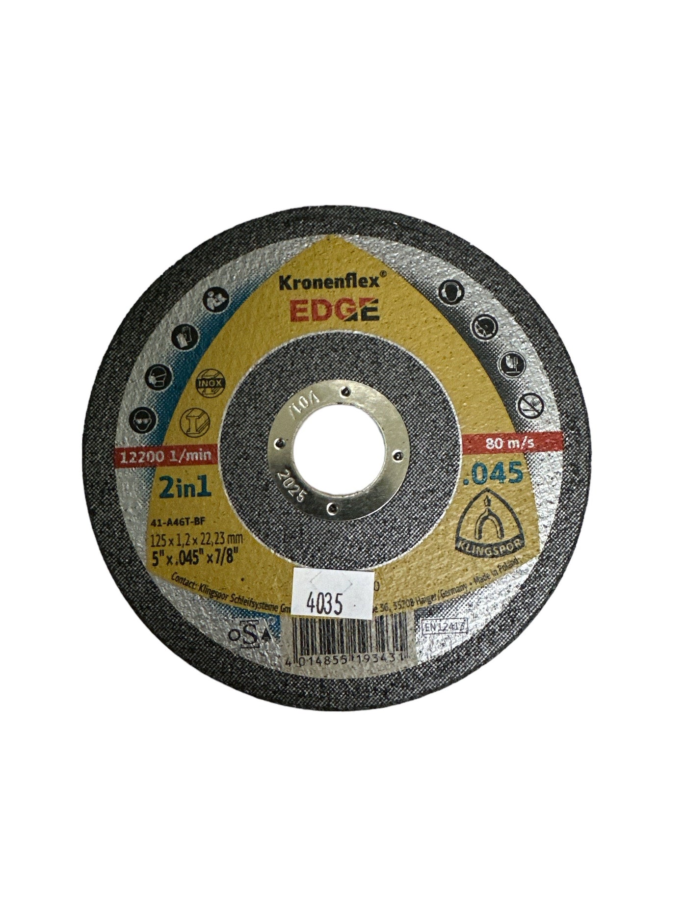 KLINGSPOR Edge cut-off wheel 5 x .045 x 7/8 in. Flat