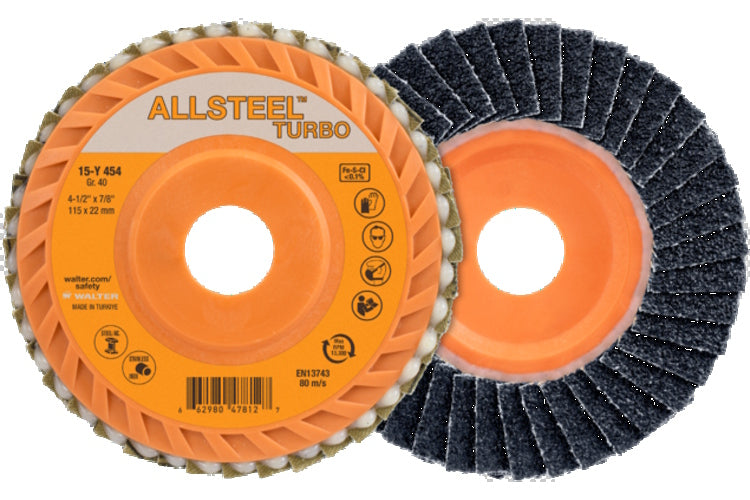 WALTER ALLSTEEL TURBO, 5" x 7/8" Flap Disc - 60 Grit